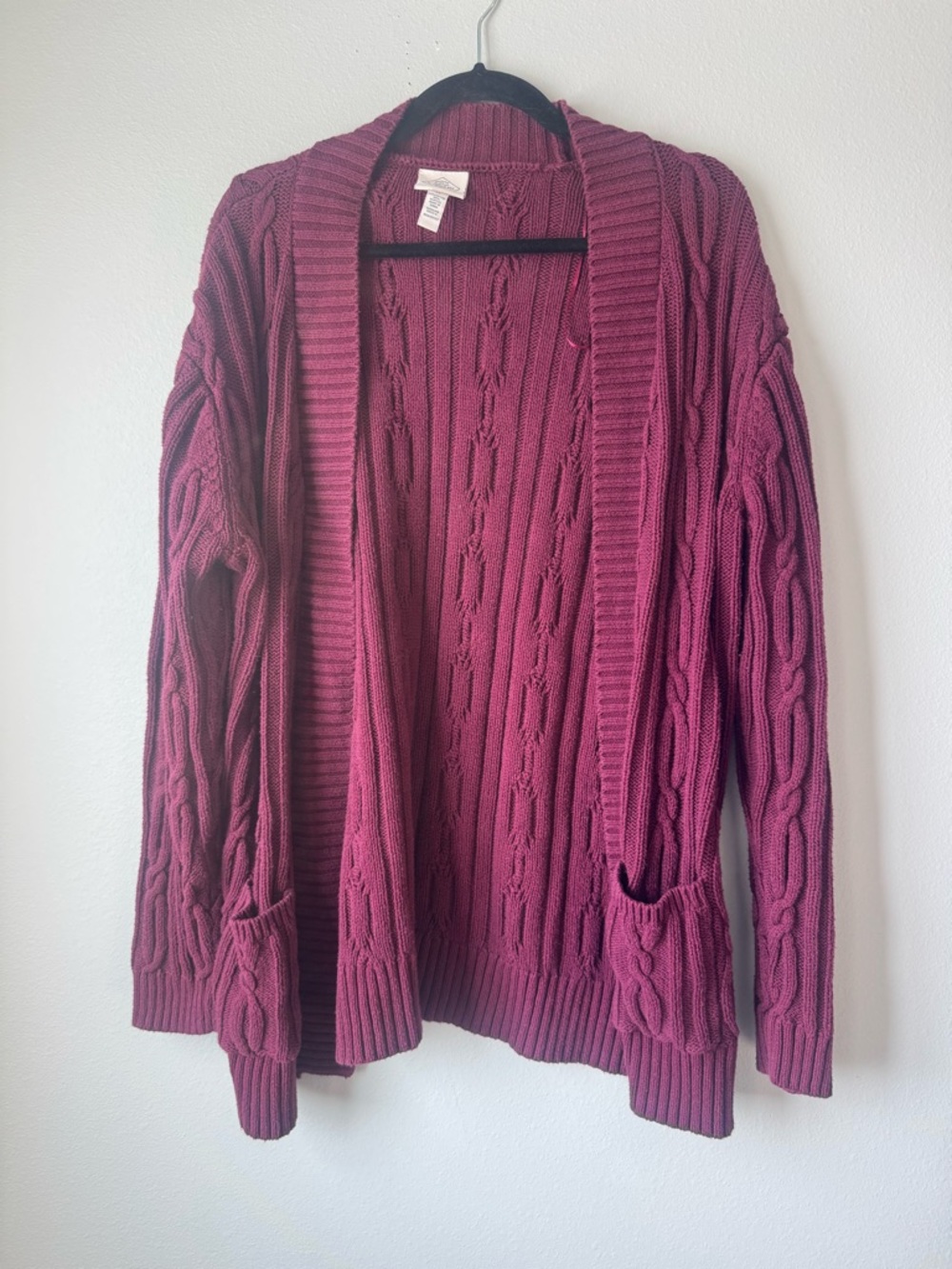 Cable Knit Open Cardigan Sweater